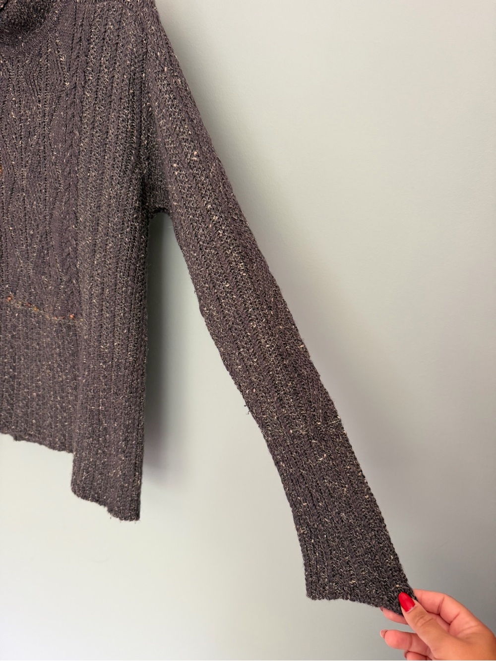 Peruvian Connection Ireland Made Alpaca Wool Silk Speck Green Mock Neck Sweater - Picture 6 of 12